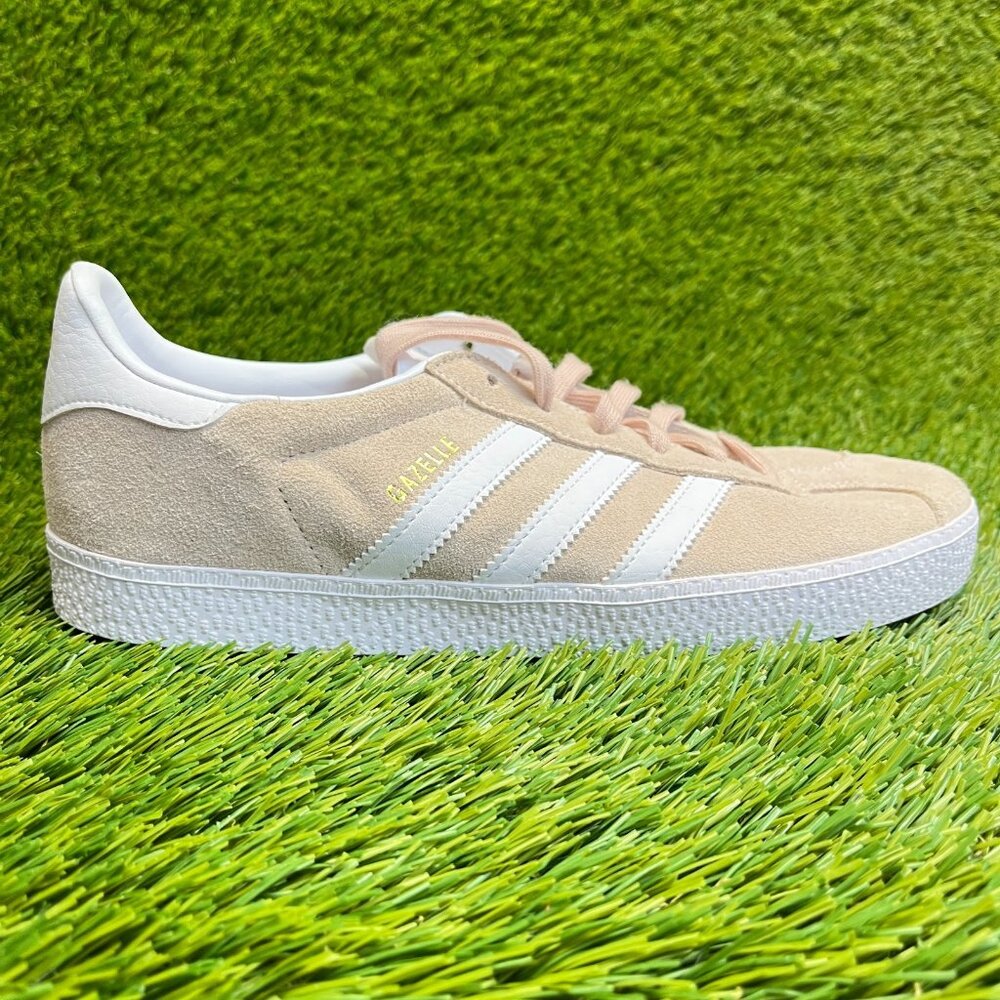 Adidas Gazelle Girls Size 7Y Pink Tint White Walking Running Shoes Sneakers